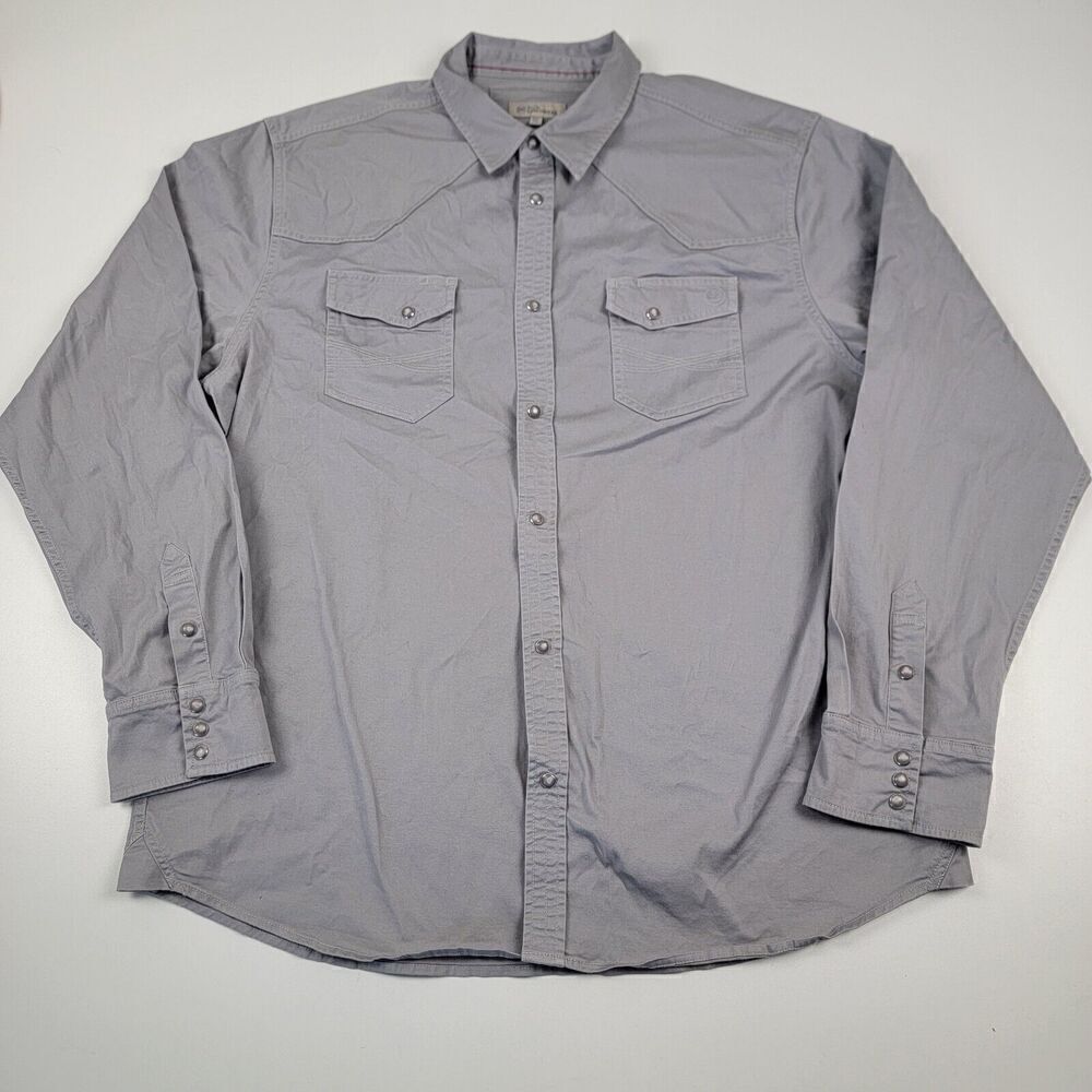 Blue Ranchwear Men's Long Sleeve Pearl Snap Western Gray Thick Shirt Blue Sz XXL